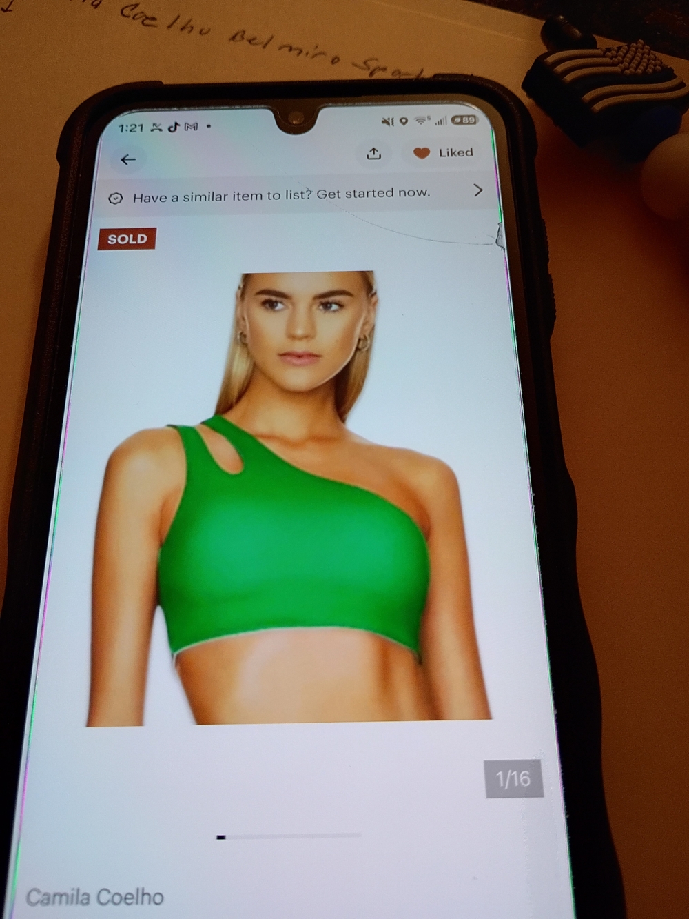 Camila Coelho One-Shoulder Cutout Bralette in Green